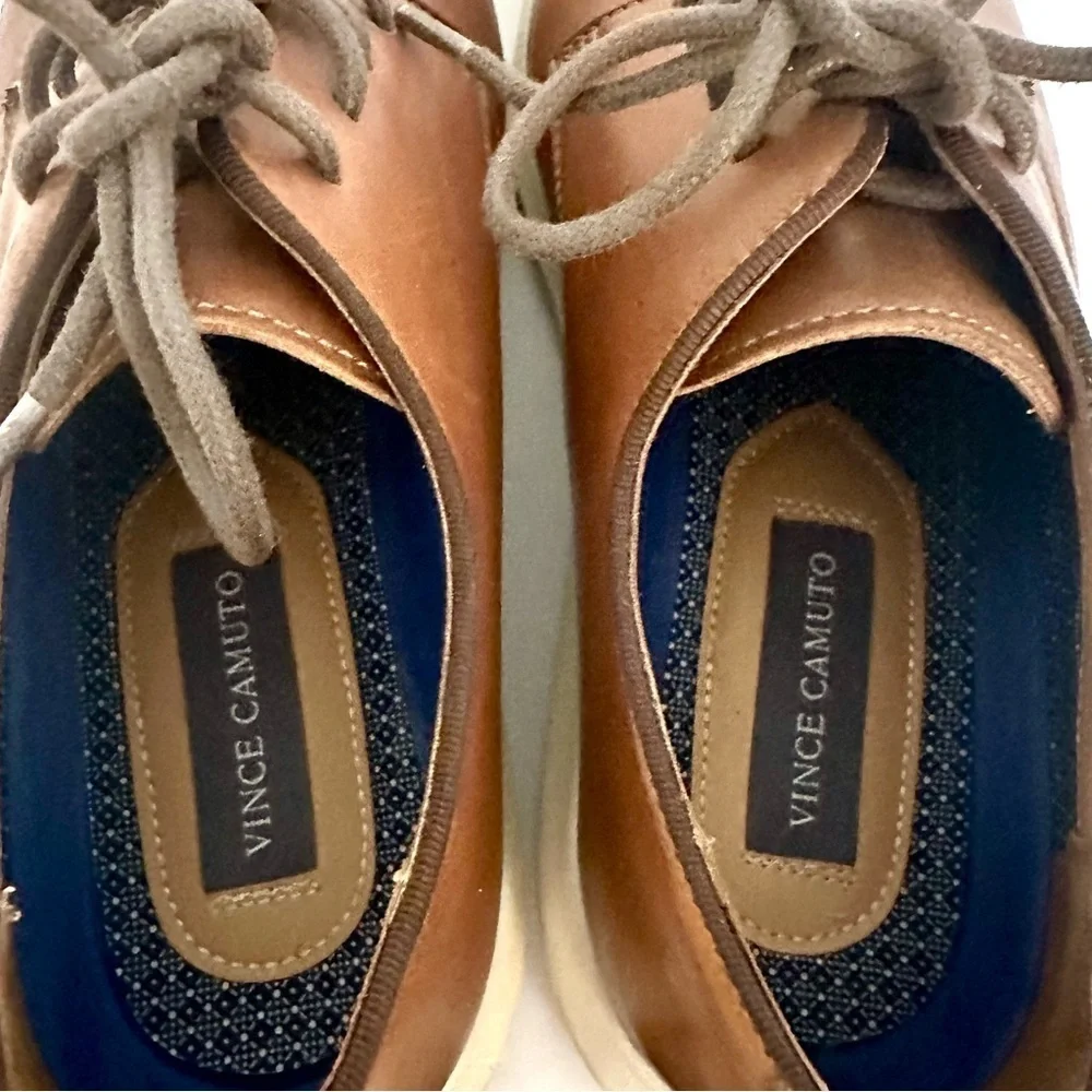 Vince Camuto Eadwine Lace Up Derby Sneakers Men’s Brown Leather Shoe Size 8.5